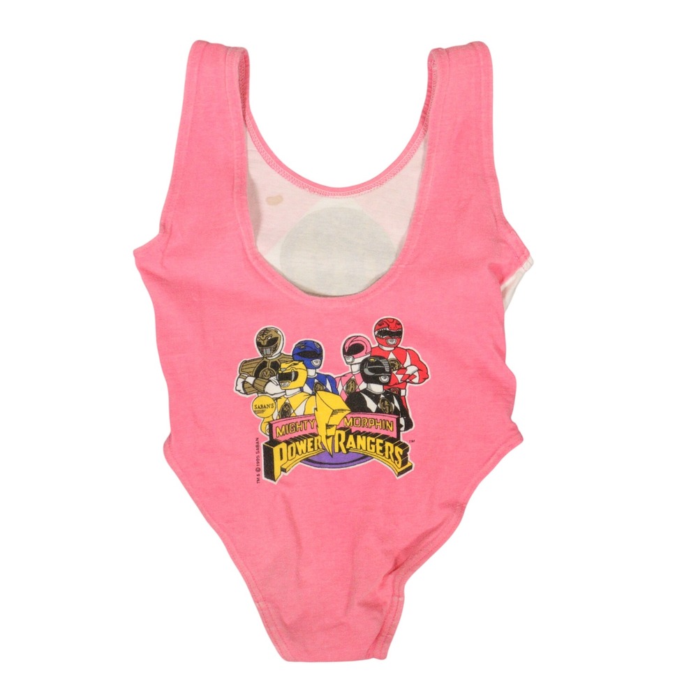Vtg Power Rangers Swimsuit 1995 Saban Mighty Morphin Graphic Retro Pink Girls 6